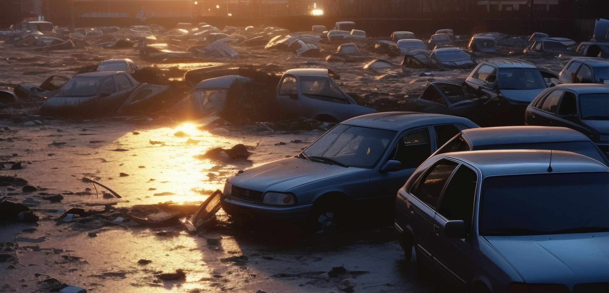 Coches arrastrados por la riada