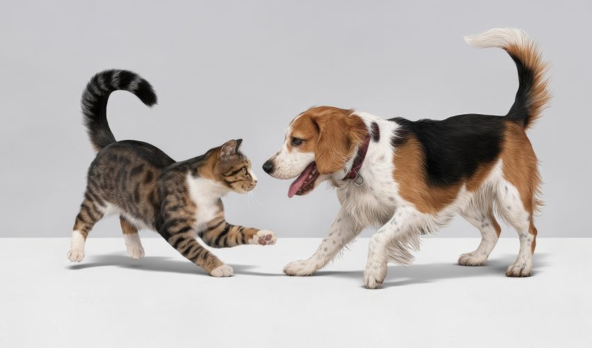 perro y gato mirandose