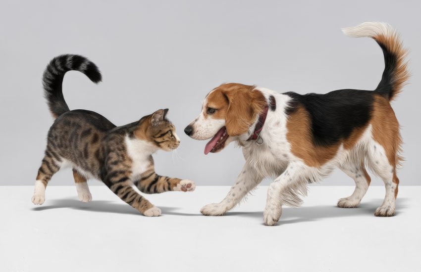 perro y gato mirandose